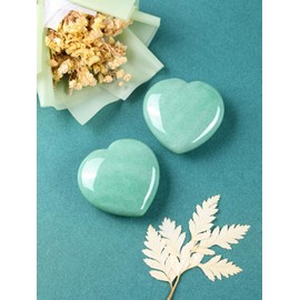 CrystalTears 2.4” Green Aventurine Crystal Heart Stone Natural Love Heart Healing Gemstone Gifts for Women Christmas Polished Pocket Stone for Reiki Healing Home Decor Valentines Day Gifts for Her