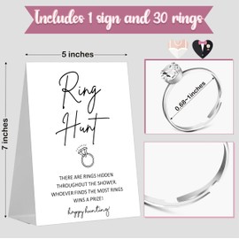 scodilo Bridal Shower Ring Game, The Ring Hunt Game for Bridal Shower-1 Sign and 30 Rings, Minimalist Bridal Shower Wedding Shower Games Favors for Guests, Engagement Rings Bridal Shower Decor-7