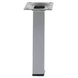 Amig - Square Furniture Leg | Model 3 | 25 x 25 x 300 mm | with Control Screw | 4-Point Screwed | Load Capacity up to 15 kg / Leg | Steel Silver