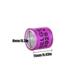 FULAIERGD 100Pcs Multicolor Aluminium Pigeon Leg Rings Dove Leg Rings Identify Bands Plastic with 2025 BELG Training Identify Birds Foot Ring (Purple)