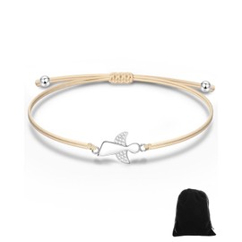 CULEB 1 x Guardian Angel Bracelet, Silver, Lucky Bracelet with Adjustable Braided Rope, Christening Gifts, Confirmation, Christening, Communion Gifts for Girls, Women, Boys