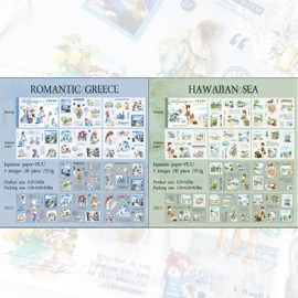 20 Sheets Scrapbooking Stickers Landscape Scrapbook Sticker Accessory Set for Journaling, Diary, Scrapbooking, Photo Album, Bullet Journal Accessories (Travel to Hawaii, Greece)