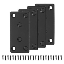 sourcing map 3 Set Flat Repair Plates, 1.6 x 3.15 Inch Stainless Steel Flat Straight Brace Bracket Mending Joining Plates with Screws for Fixing Wooden Furniture Corner, Black