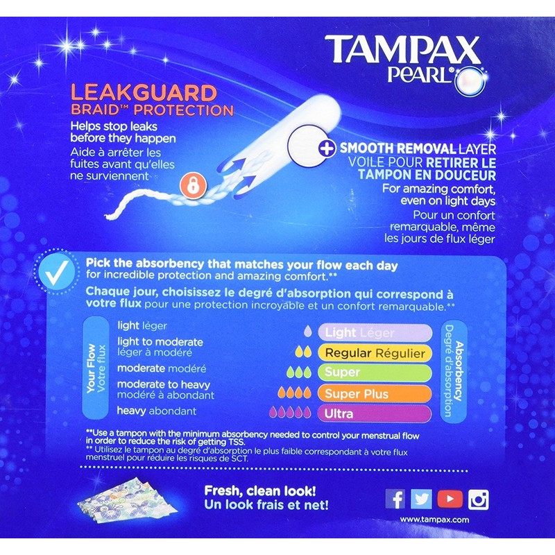 Tampax Pearl Plastic Super Absorbency, Unscented Tampons, 36 Count -