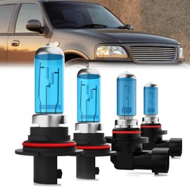 LECCIBUB Headlight Bulbs Compatible With Ford F150 1997-2003.9007/HB5 High Low Beam + 9145/9140 Fog Lights Halogen Light Bulb Combo, Super Bright 6000K White, Plug and Play, Pack of 4