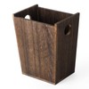 Wood Waste Basket Small Rectangular Trash Can with Handle Compact