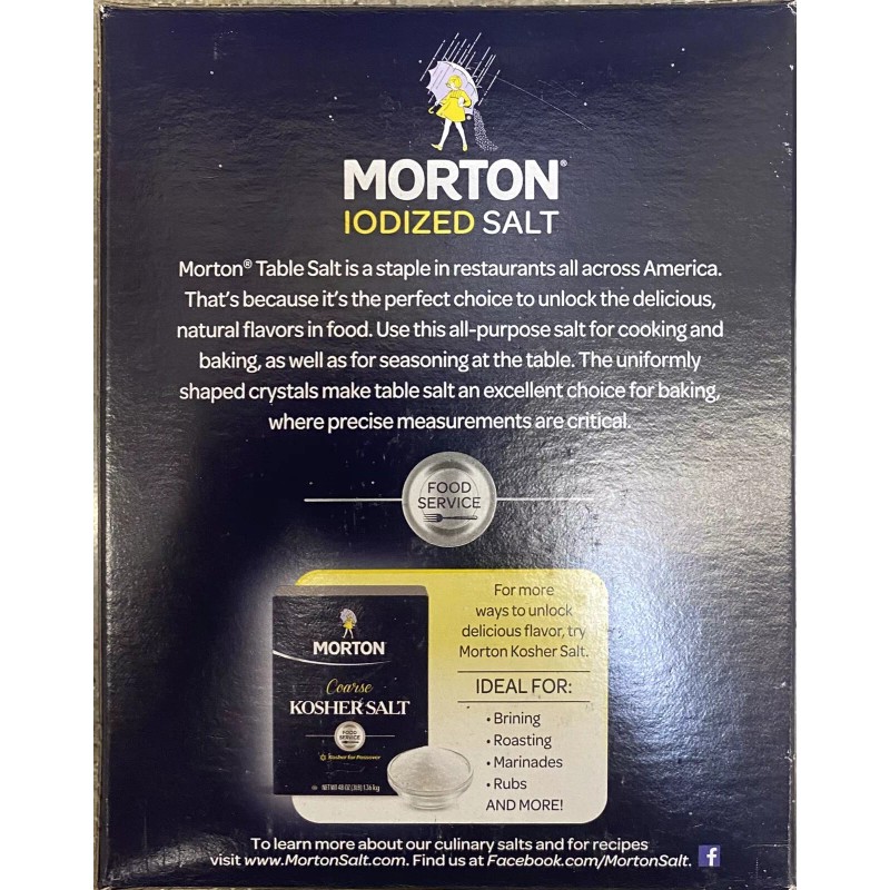 MORTON IODIZED Table Food Restaurant SALT 4 Lb Box -