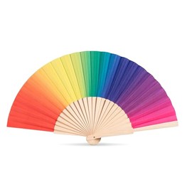 Abbott Collection Ombre Rainbow Folding Hand Fan - Wood/Cotton, Multi (16"W)