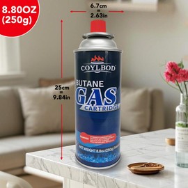 CoYlBod Butane Gas, Butane Fuel Canister, 99.99% Pure Butane Canister with Explosion Proof - RVR System, Butane Fuel for Camping Stove, Kitchen Torch Head (2 Can)
