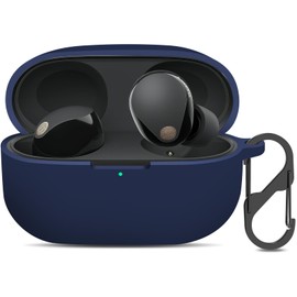 LDSXAY Compatible with Sony WF-1000XM5 Case Cover, Silicone Protective Skin Case for Sony XM5 Wireless Earbuds, Front LED Visible (Midnight Blue)