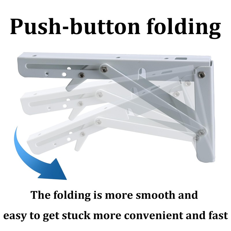 esahpss 2 Pack 8IN Folding Shelf Brackets,White Heavy Duty Matte