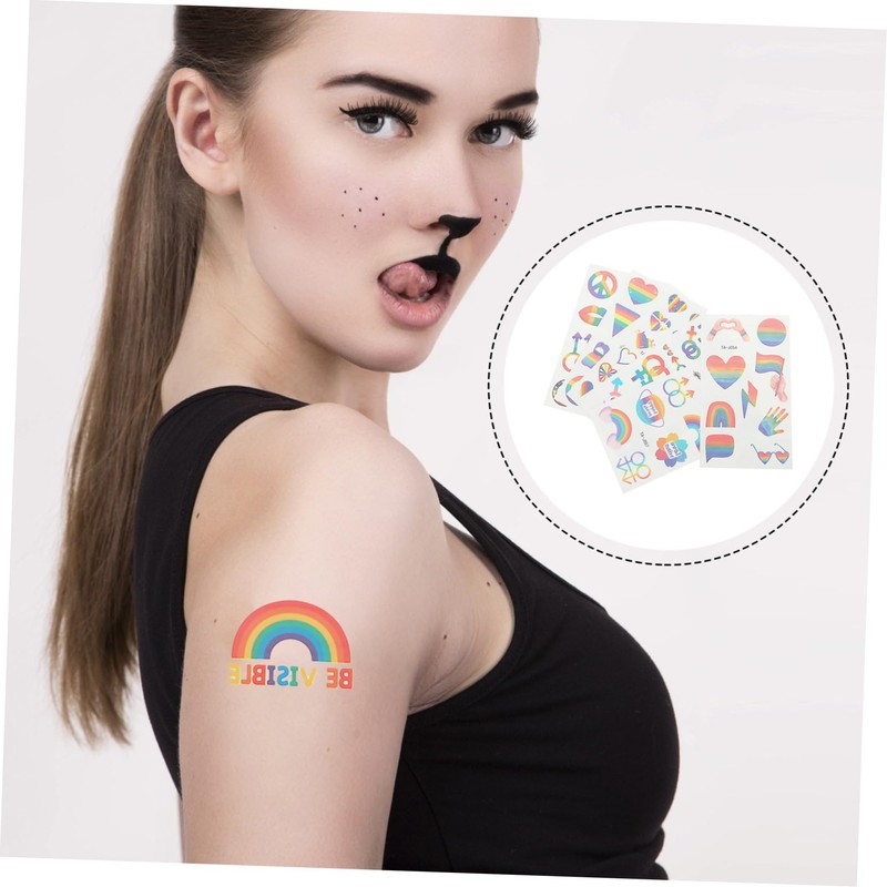 WOONEKY Unique DIY Pride Stickers 8 Sheets Gay Rainbow Decals