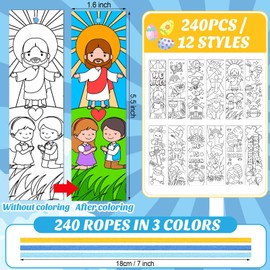 Jetec 240 Pcs He is Risen Color Your Own Bookmarks for Kids Easter Bookmarks Bulk Christian Easter DIY Coloring Blank Bookmark Easter Crafts for Kids Religious for Christian Readers Religious Easter