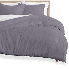 Bare Home Sandwashed Duvet Cover Oversized Queen Size - Premium 1800 Collection Duvet Set - Cooling Duvet Cover - Super Soft Duvet Covers (Oversized Queen, Sandwashed Slate)