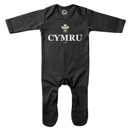 Cymru Rompersuit Kids Rugby Baby Romper Prince of Wales Nations Welsh Supporter, 0-3 Months, Red