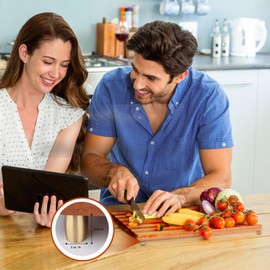 4 PCS Brass Cutting Board Feet with Silicone Anti-Slip Pads, Stainless Steel Screws and Brass Self-Tapping Screws for Cutting Boards, Cabinets, Sofas and Chairs and Other Furniture （Drum Shape）