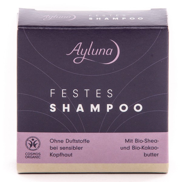 Ayluna Sensitive solid shampoo, washes and nourishes simply and pH neutral like a conventional shampoo, your hair is gently freed from dirt and the hair wash into a soothing ritual, 1 x 60 g