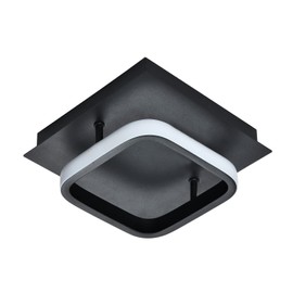 Modern Designer Square Strip LED Ceiling Lighting Fitting in Matte Black | 12w Power | 3000k Warm White Colour | 576 Lumens | IP20 Rated by Happy Homewares