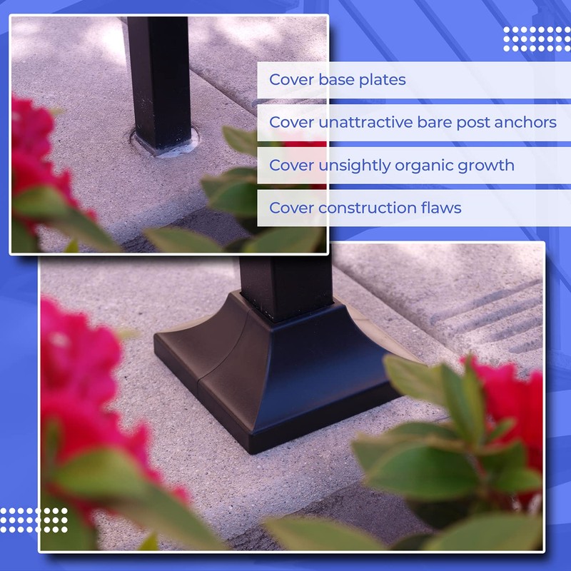 Deck Post Base Cover Durable, Snap-Together Shoe Base Instantly Transforms