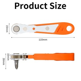Ratchet Wrench, PH2 Phillips Magnetic Screwdriver, Mini Ratcheting Screwdriver with 1/4" Drive High Torque Offset Reversible Mini Ratcheting Offset Screwdriver (1*Wrench & 1* Phillips Bit)