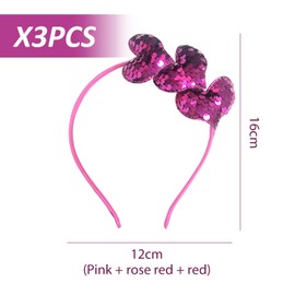 3 Pieces Heart-Shaped Headbands, Sequin Headbands, Cute Headbands, Shiny Headbands, Girls Hair Accessories.
