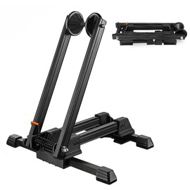 Foldable Floor Bike Stand Portable Bicycle Storage Holder Mountain Bikes Adjustable Cycle Parking Rack Aluminium Alloy Garden and Garage Park and Repair for MTB Road Bikes