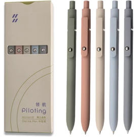 KAPASKI Gel Pens, 5 Pcs 0.5mm Japanese Black Ink Pens Fine Point Smooth Writing High-End Series for Journaling Note Taking, Cute Office School Supplies Gifts Women Men (Morandi)