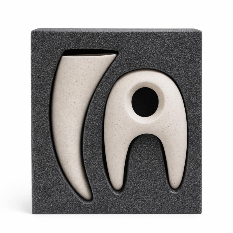 Modern Abstract Ceramic Vase 7.3" Wabi Sabi Japandi Sculptural Vase,