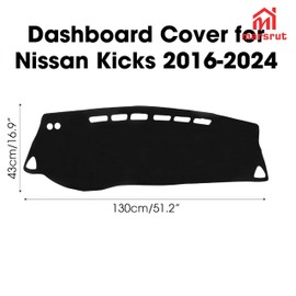 Dashboard Cover Fits for Nissan Kicks P15 2016 2017 2018 2019 2020 2021 2022 2023 2024, Sunshade Mat Dashmat Accessories, Car Dashboard Instrument Carpet, Dash Sun Pad Protector