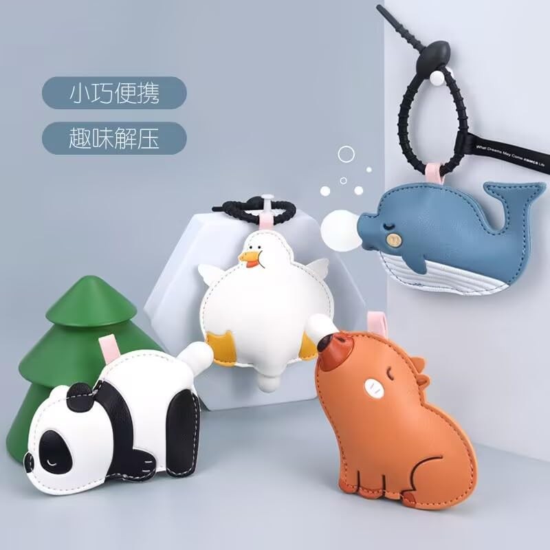 [LeChengMM] Keychain Super Funny Decompression Idea Bubble Blowing Cartoon Keychain,
