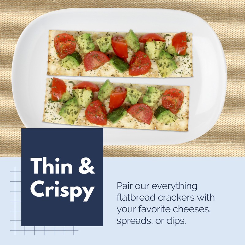 Snacktery Everything Flatbread Crackers - All Natural Thin Crackers in