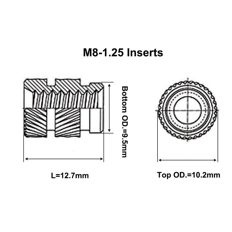 ShineNow Threaded Heat-Set Inserts Brass for Printed Plastic Parts M8