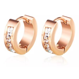 Aretes Para Mujer Arracada Dorada Pendientes De Aro Huggie Chapada En Oro Rosa De 18k Con Diamante De Zirconia Cúbica Arete Para Dama Elegante