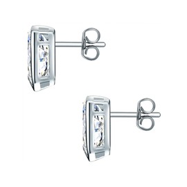 Trilani Women's Stud Earrings 925 Sterling Silver with Cubic Zirconia Emerald Cut, Silver, Cubic Zirconia