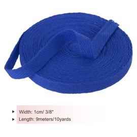 PATIKIL Cotton Twill Tape 10mm(3/8 Inch) 10 Yards Cotton Ribbon Bias Binding Tape Herringbone Webbing Trim for Sewing Gift Wrapping Craft DIY Dark Blue - 9m