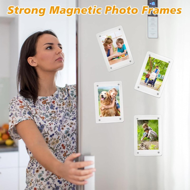 Zalizr 6 Pack Acrylic Magnetic Frames for Refrigerator, Clear Picture