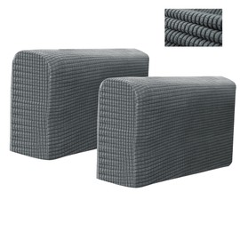 Kaket 2 PCS Sofa Armrest Covers, Chair Arm Protectors Stretch, Sofa Armchair Couch for Sofa, Armchair, Couches, Recliner (Light Grey)
