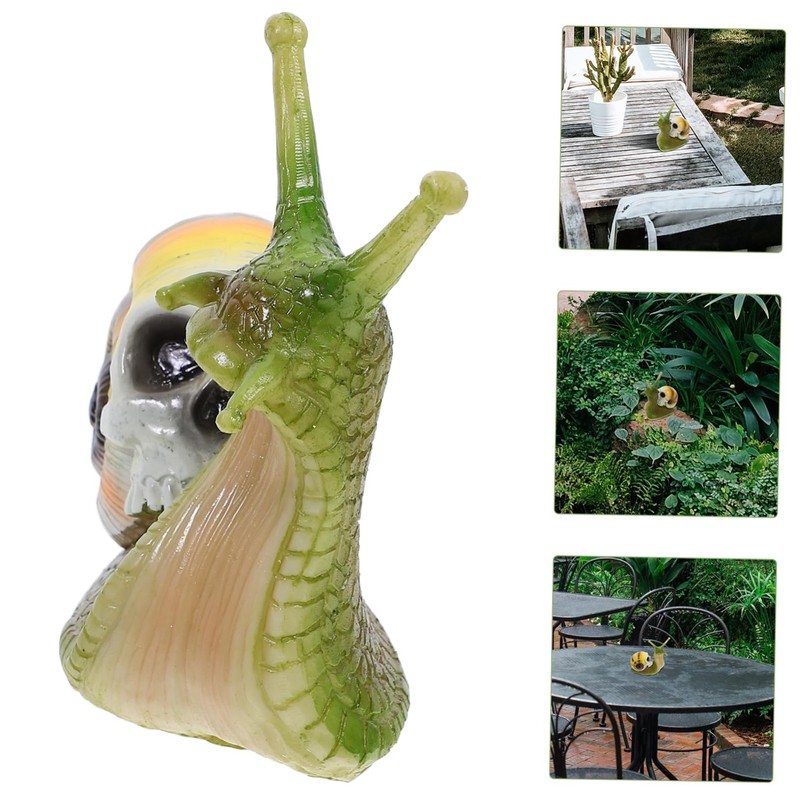 BESPORTBLE Garden Snail Decor Skull Statue Resin Ornament for Landscape