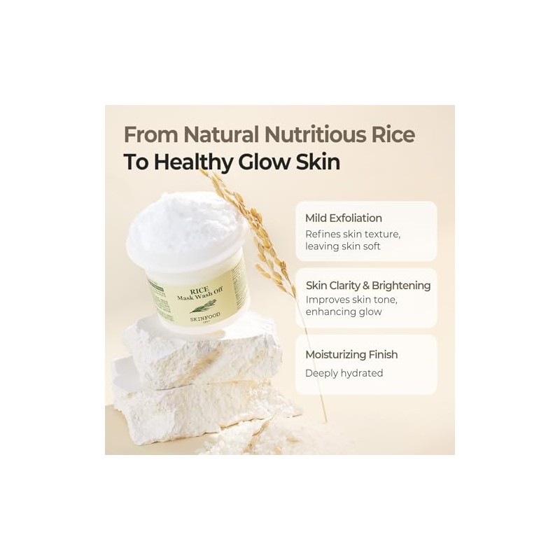 SKINFOOD Rice Mask Wash Off 3.5oz / Gently Exfoliates the