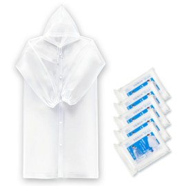 DAIBON Raincoat 128cm Long Length Improved Disposable [Eco-friendly EVA Material] Rubber Cuffs String Hood Raincoat Typhoon Measures Tsunami Sports Viewing Festival Rain Poncho Unisex Adult Rainwear