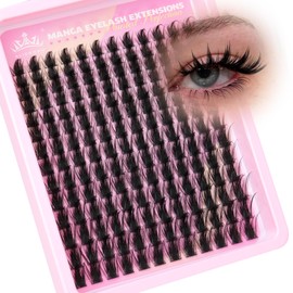Doll Lash Clusters Manga Eyelash Extensions Cosplay Spiky Individual Lashes Extensions Anime Eyelash Clusters 168Pcs 10MM-18MM Thick Natural DIY Clusters