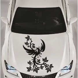Vehicle Auto Car Décor Vinyl Decal Art Sticker Phoenix Bird Floral Pattern Tribal Removable Stylish Design for Hood 1249