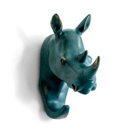 HERNGEE Rhino Head Single Wall Hook/Hanger Animal Shaped Coat Hat Hook Heavy Duty, Rustic, Decorative Gift, Rustic Bronze Color