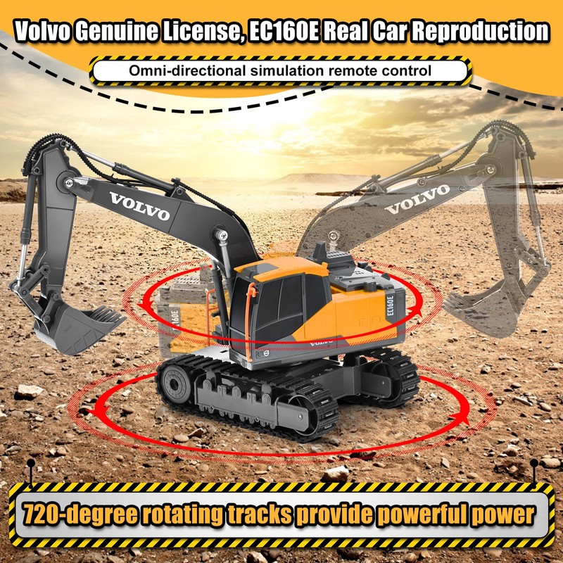 DOUBLE E Volvo RC Excavator Remote Control Excavator Toy for