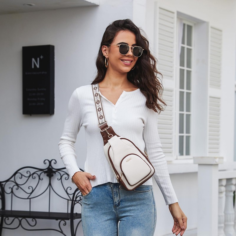 Vulkitty Sling Backpack Chest Bag for Women PU Leather Trendy