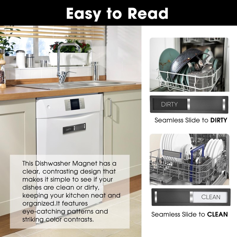 Dishwasher Magnet Clean Dirty Sign, HYF DESIGN Grade 304 Stainless