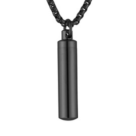 HZMAN Urn Necklace for Ashes High Polished Stainless Steel Black Cremation Memorial Cylinder Pendant Necklace Jewelry Gift