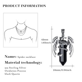 LEEQ Dragon Necklace for Men - Crystal Chains for Men Gemstones Pendant Hexagonal Stainless Steel Silver Men's Necklaces Spiritual Jewellery Necklace