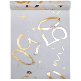 Table Runner White Gold 50 Years 30 cm x 5 m Decorative Fabric Banner Table Cloth Table Runner