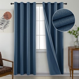 GHGK HOME Light Blue Curtains, 100% Blackout, 96 Inches Long (2 Panels), Linen Room Darkening Grommet Drapes for Bedroom & Living Room (52x96 Inch, Light Blue)